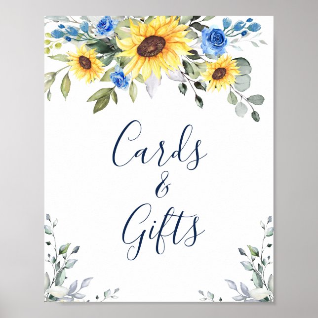 Sunflowers Eucalyptus Cards and Gifts Wedding Sign (Front)
