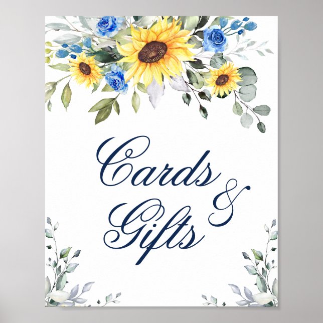 Sunflowers Eucalyptus Cards and Gifts Wedding Sign (Front)