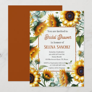 Sunflowers Eucalyptus Floral Bride Bridal Shower  Invitation