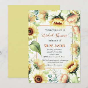 Sunflowers Eucalyptus Floral Bride Bridal Shower  Invitation
