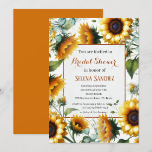 Sunflowers Eucalyptus Floral Bride Bridal Shower  Invitation