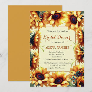 Sunflowers Eucalyptus Floral Bride Bridal Shower  Invitation