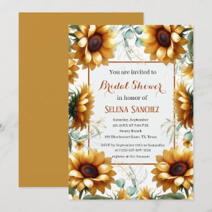 Sunflowers Eucalyptus Floral Bride Bridal Shower  Invitation