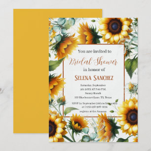 Sunflowers Eucalyptus Floral Bride Bridal Shower  Invitation