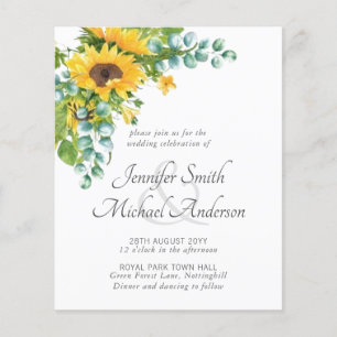 Sunflowers Eucalyptus Floral Leaf Wedding Invites