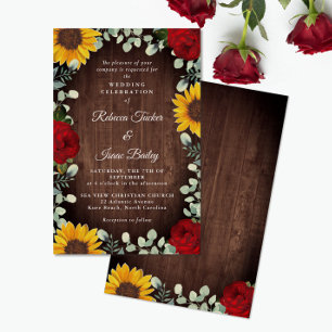 Sunflowers Eucalyptus Red Rose Wood Budget Wedding