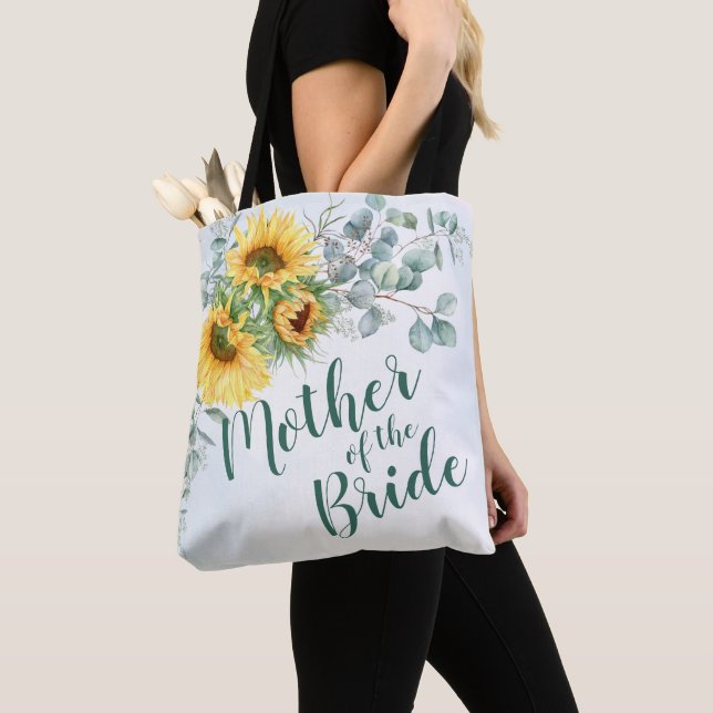 Sunflowers Eucalyptus Rustic  Mother of the Bride Tote Bag (Close Up)