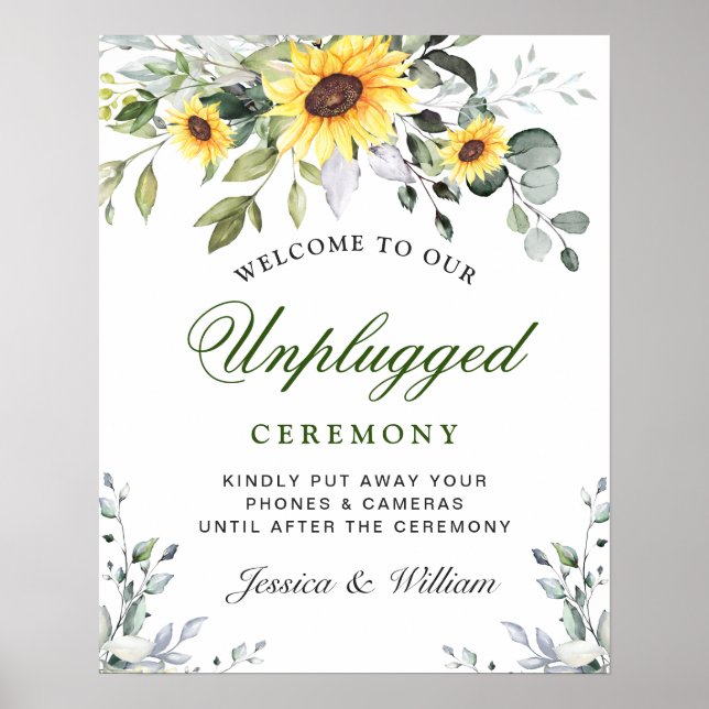 Sunflowers Eucalyptus Unplugged Wedding Ceremony  Poster (Front)