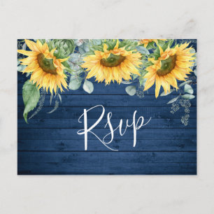 Sunflowers Eucalyptus Watercolor Boho Wedding RSVP Postcard