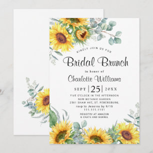 Sunflowers Eucalyptus Watercolor Bridal Brunch Invitation