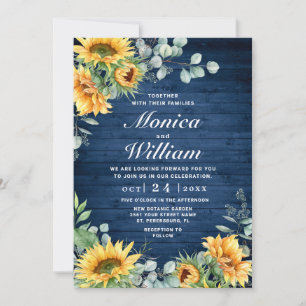 Sunflowers Eucalyptus Watercolor Rustic Wedding Invitation