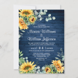 Sunflowers Eucalyptus Watercolor Rustic Wedding Invitation