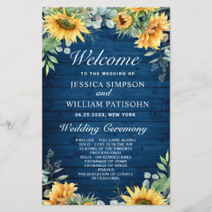 Sunflowers Eucalyptus Wedding Ceremony Program