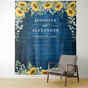 Sunflowers Eucalyptus Wedding Photo Booth Backdrop Tapestry