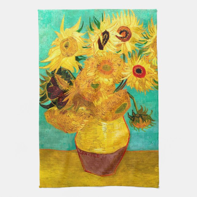 Sunflowers (F455) Van Gogh Fine Art Tea Towel (Vertical)
