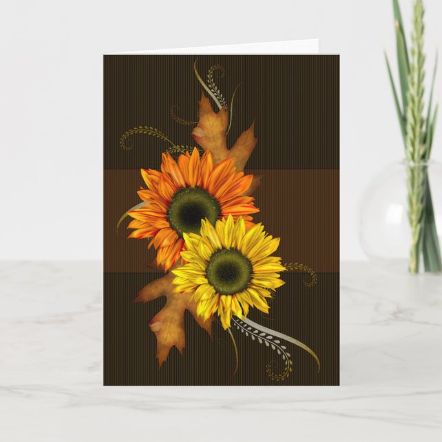 Sunflowers Fall Season Blank Greeting Card (Front)