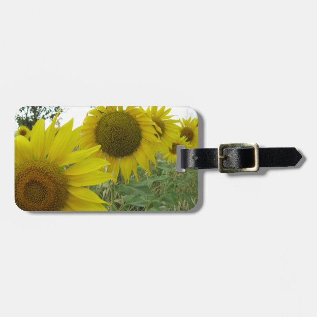 Sunflowers field Luggage Tag w/ leather strap (Front Horizontal)