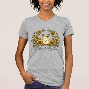 Sunflowers Fireflies Sunset Skies Spring Summer  T-Shirt