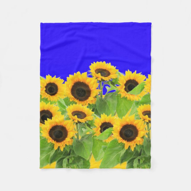 Sunflowers Fleece Blanket Ukrainian Flag Colours (Front)