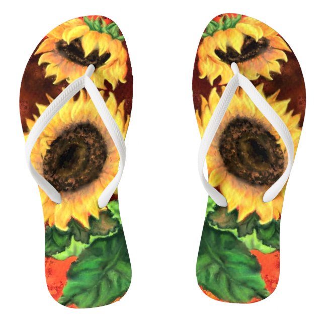 Sunflowers Flip Flops (Footbed)