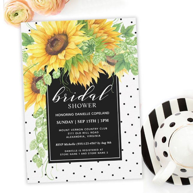 Sunflowers Floral and Polka Dots Bridal Shower Invitation (Creator Uploaded)