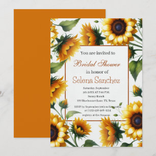 Sunflowers Floral Bride For Her Bridal Shower  Invitation