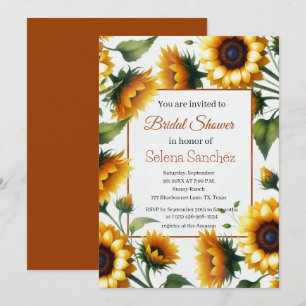Sunflowers Floral Bride For Her Bridal Shower  Invitation
