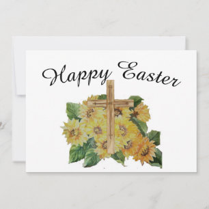 Sunflowers floral with cross Easter Holiday Card