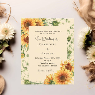 Sunflowers florals wedding invitation