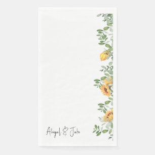  Sunflowers & Foliage Personalised Wedding  Napkin