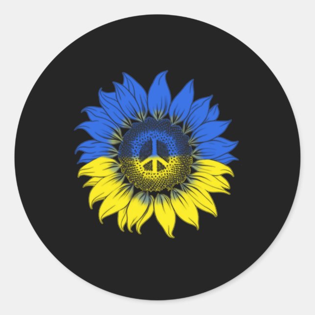 Sunflowers For Ukraine Peace  Classic Round Sticker (Front)