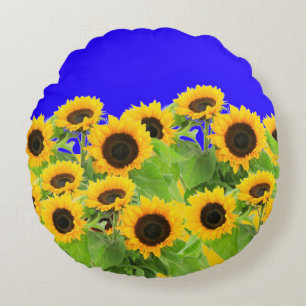Sunflowers - Freedom Ukraine Peace Ukrainian Flag  Round Cushion