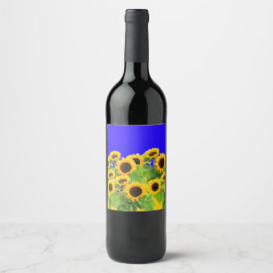 Sunflowers - Freedom Ukraine Peace Ukrainian Flag  Wine Label