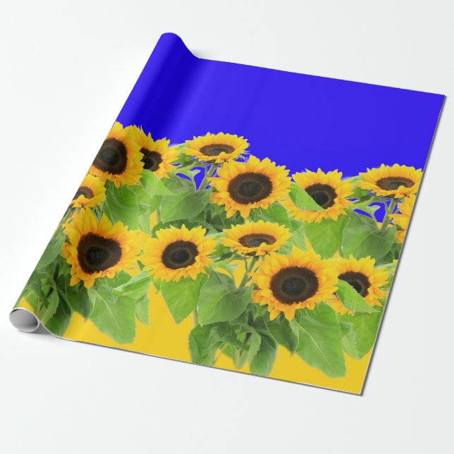 Sunflowers - Freedom Ukraine Peace Ukrainian Flag  Wrapping Paper (Unrolled)