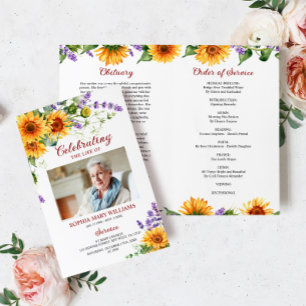 Sunflowers Funeral Program   Order of Service