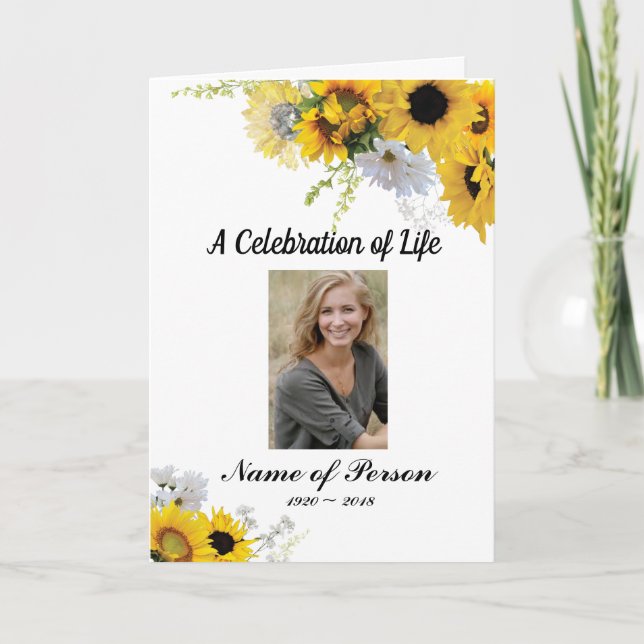 Sunflowers Funeral Program Programme (Front)