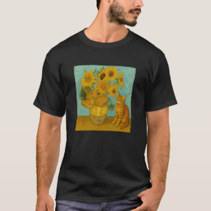 Sunflowers Funny Famous Artist Painting Cat Humour T-Shirt