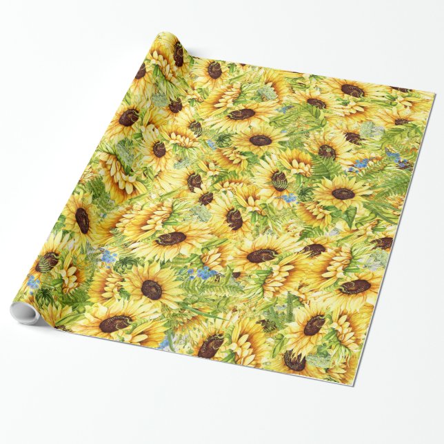 Sunflowers Gift Wrapping Paper (Unrolled)