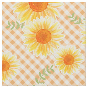 Sunflowers Gingham  Fabric