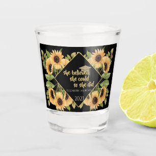 Sunflowers Glitter Graduate Cap Shot Glass