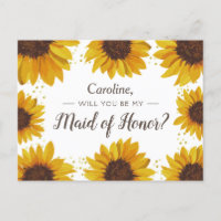 Sunflowers Gold Dots Will You Be My Maid of Honour