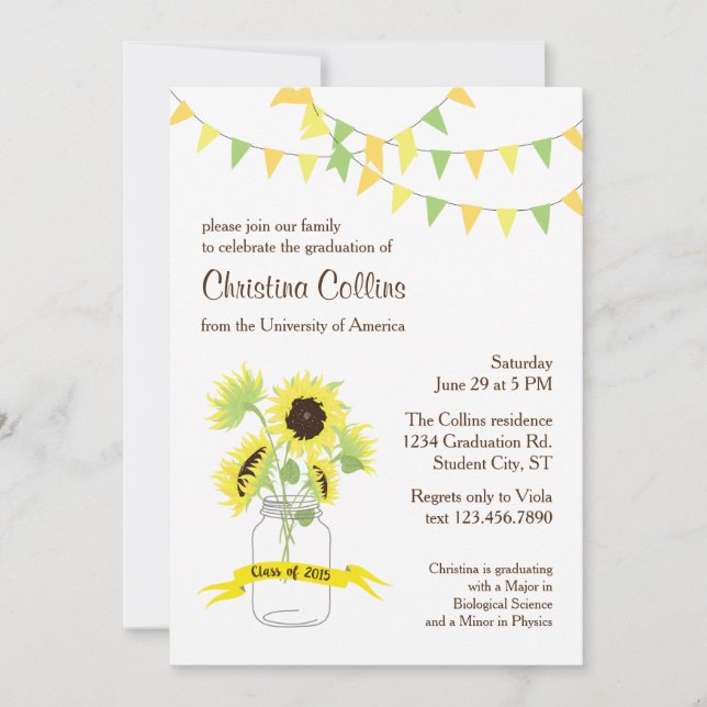 Sunflowers Graduation Invitation (Front)