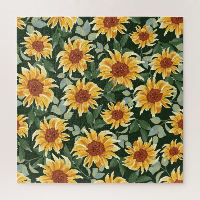 Sunflowers Green decor: Seasonal Pattern Jigsaw Puzzle (Vertical)