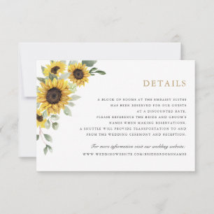Sunflowers Greenery Olive Leaves Wedding Details Invitation