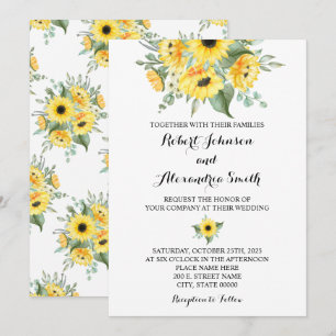 Sunflowers Greenery Wedding Country Chic Invitation