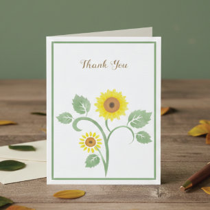 Sunflowers Greenery Wedding Folded Thank You Card