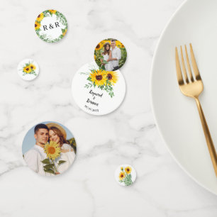Sunflowers Greenery Wedding Reception Confetti