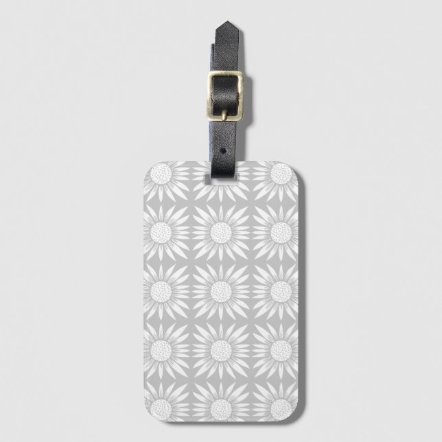 Sunflowers Grey White Tile Pattern Luggage Tag (Front Vertical)