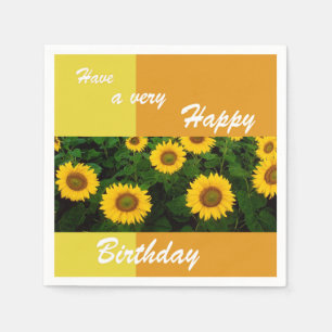 Sunflowers - Happy Birthday Paper Napkin