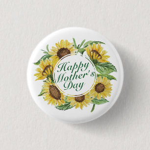 Sunflowers Happy Mother's Day Floral Frame Button